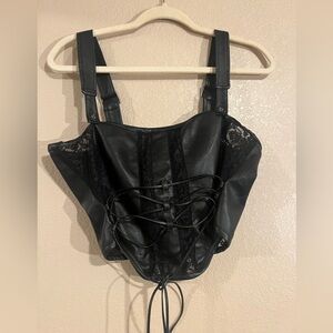 Maniére de Voir vegan leather and lace corset top size us 12